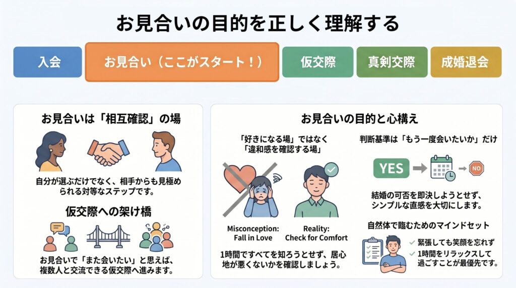 お見合いの目的や心構えを解説した図解